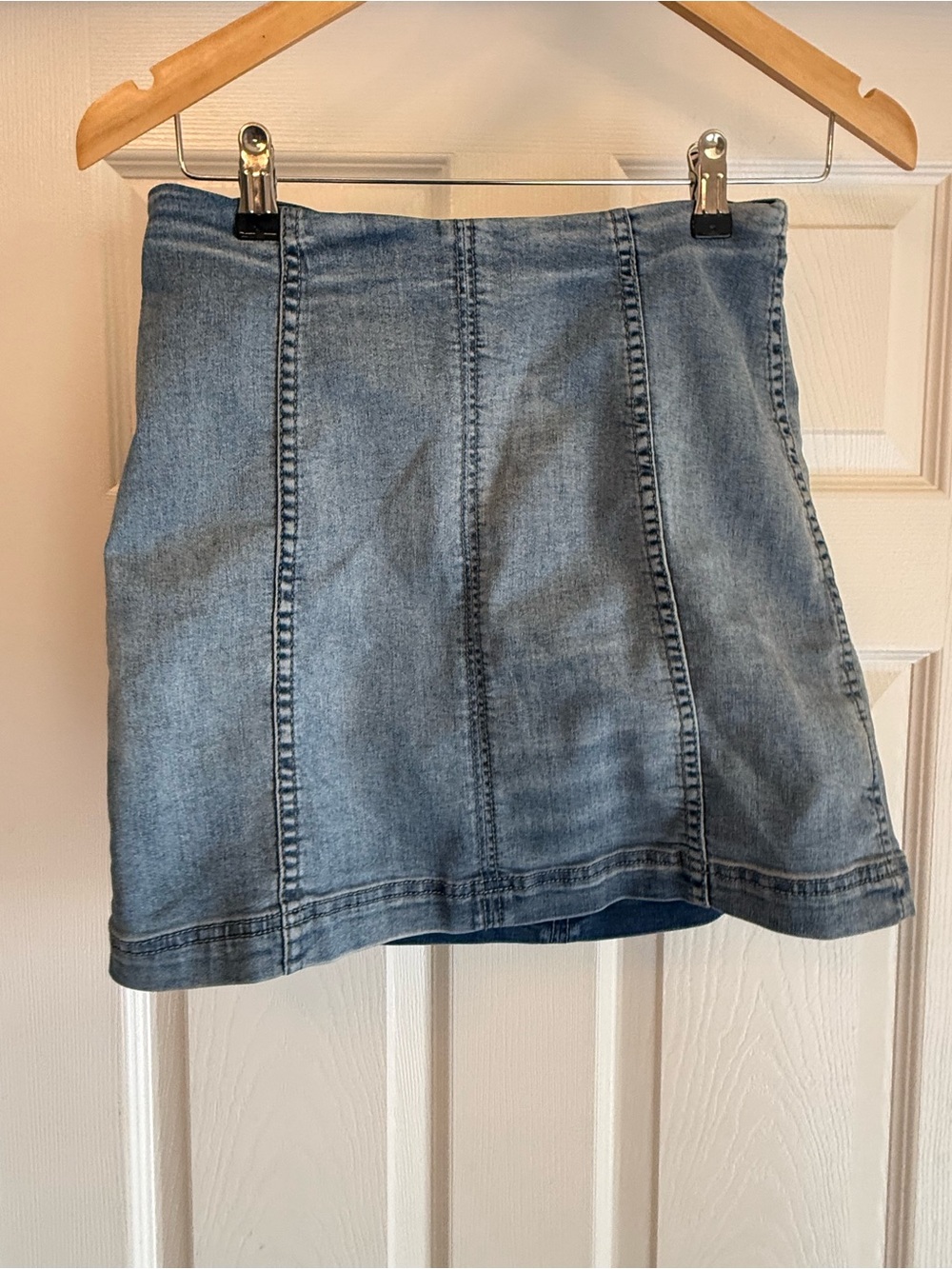 Free People Modern  Femme Denim A-Line Mini Skirt - Light Blue Size 4